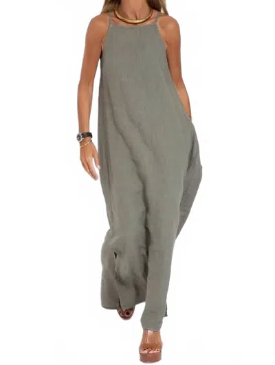 Rosa Clothing Beach Strappy Maxi Dress In Olive In Green