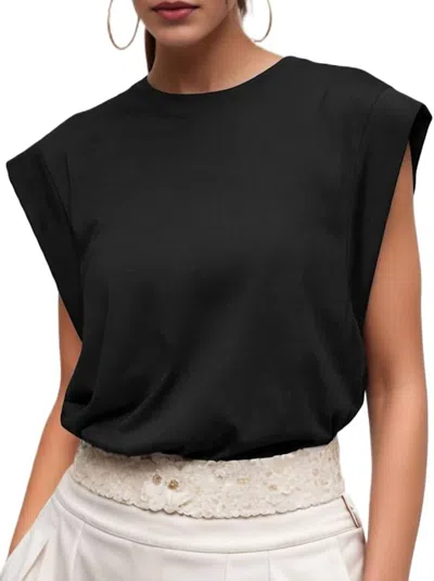 Rosa Clothing Cap Sleeve Top In Black