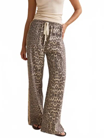 Rosa Clothing Effortless And Chic Stripe Bar Long Pants In Leopard In Brown