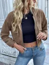 Rosa Clothing Hooded Cropped Corduroy Jacket In Khaki In Green