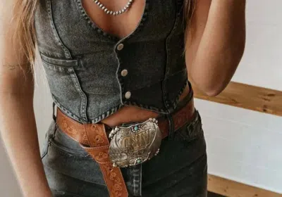 Rosa Clothing Hottie Sleeveless V-neck Denim Tank Top Vest In Black