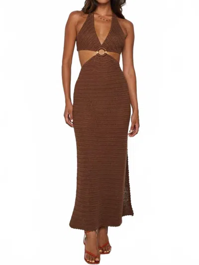 Rosa Clothing Knitted V-neck Cutout Dress In Brown
