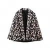 Rosa Clothing Leopard Print Padded Jacket In Brown In Black