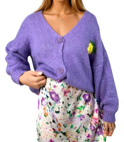 Rosa Clothing Limoncello Sweater Cardigan In Purple