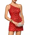 Rosa Clothing One-shoulder Sequin Mini Dress In Red In Red
