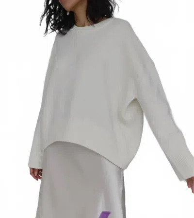 Rosa Clothing Soft Oversized Crew Neck Sweater In White