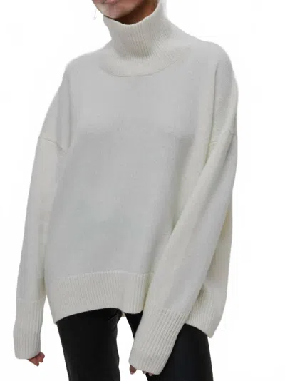Rosa Clothing Soft Oversized Turtleneck Sweater In White