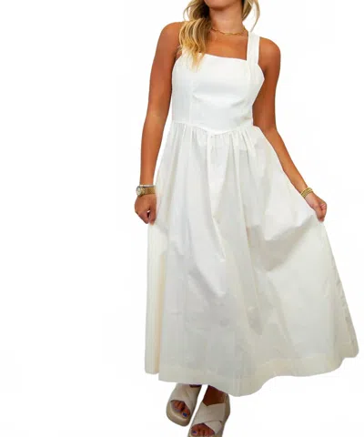 Rosa Clothing Square Neck Strappy Tie Back Dress In Off White
