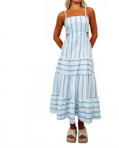 Rosa Clothing Stripe Backless Sun Dress In Blue