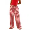 Rosa Clothing Striped Beach Wide Leg Trousers In Red In Red