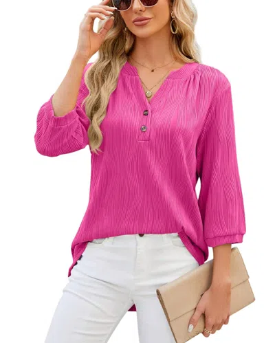 Rosa Clothing V-neck Chiffon Top In Barbie Pink In Multi