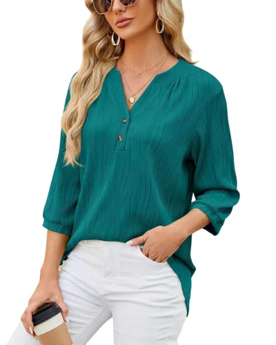 Rosa Clothing V-neck Chiffon Top In Teal In Blue