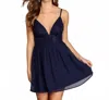 Rosa Clothing V-neck Dress In Navy In Blue