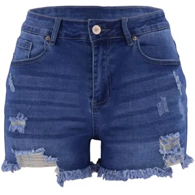 Rosa Clothing Women's Classic Ripped Denim Shorts In Blue