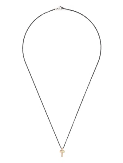 Rosa Maria 12k Gold Diamond Pendant Necklace In Black