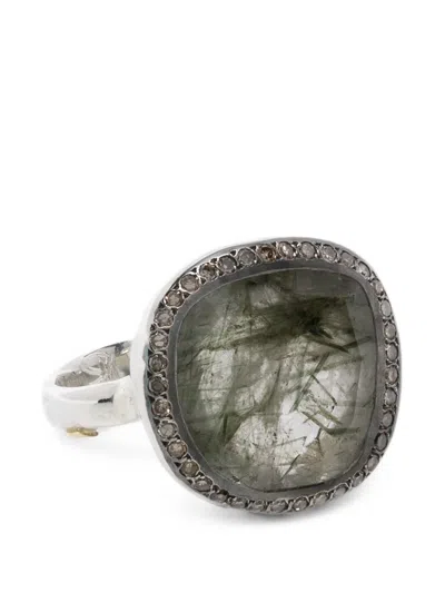 Rosa Maria Diamond-embellished Quartz Ring In Silver