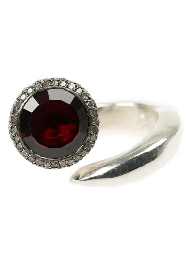 Rosa Maria Garnet And Diamond Ring In Silver