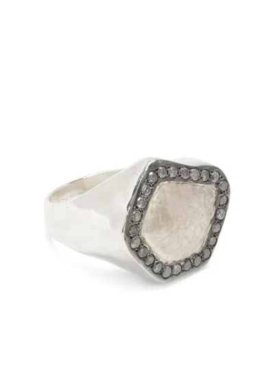 Rosa Maria Gehämmerter Ring Mit Diamanten In Silver