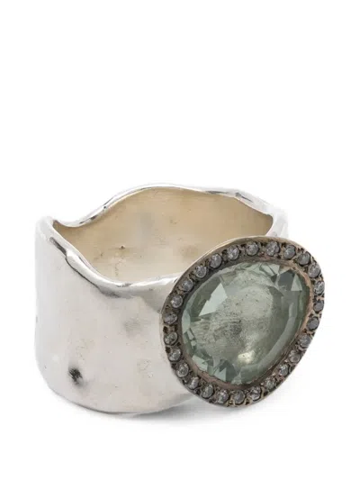 Rosa Maria Prasolite And Diamond-embellishment Ring In Silver