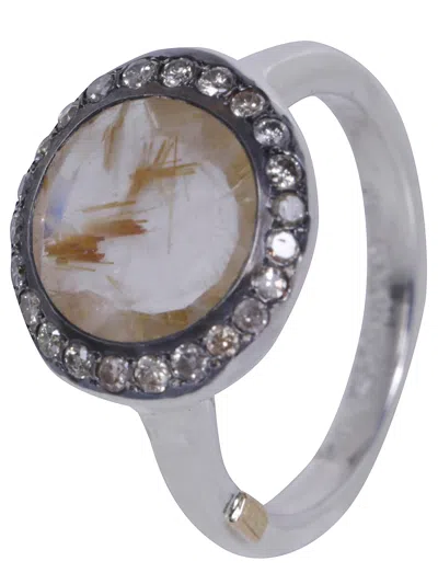 Rosa Maria Ring With Diamonds And Rutilated Quartz "julia 3 V" In Metallic
