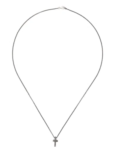 Rosa Maria Sterling Silver Cross-pendant Diamond Necklace