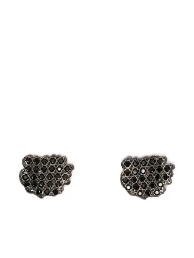 Rosa Maria Sterling Silver Diamond Earrings In Black