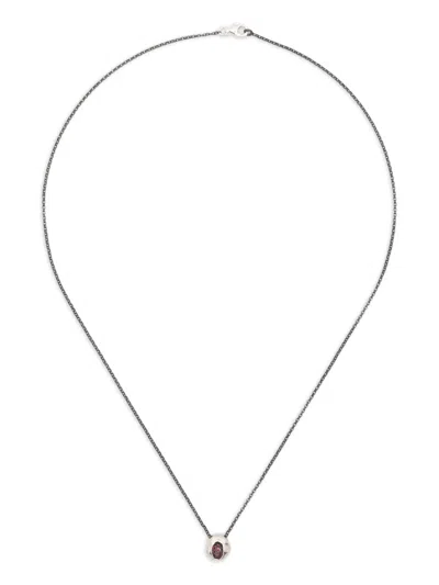 Rosa Maria Sterling Silver Irregular-pendant Ruby Necklace