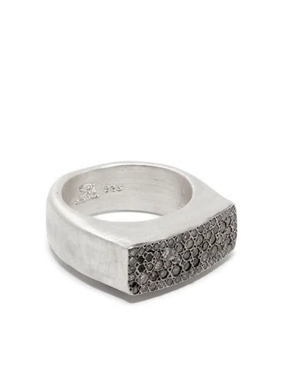 指輪・リング ROSA MARIA FW24 TUMI S ST DIA CO (RG074753 SILVER) Rosa Maria Sterling Silver Diamond Signet Ring In Grey