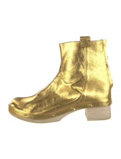 Pre-owned Rosa Mosa Leather Chelsea Boots In Gold
