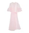Rosamosario Silk Ruffle Long Robe In Pink