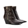 Rosamund Muir London Women's Beatrix Brown Crocodile Ankle Boots In Brown