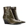 Rosamund Muir London Women's Beatrix Green Crocodile Ankle Boots In Green