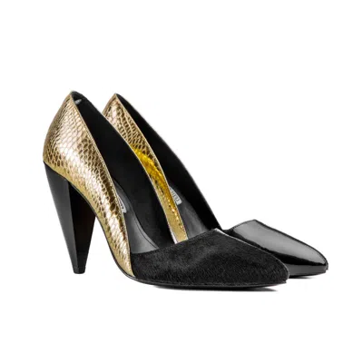 Rosamund Muir London Women's Black / Gold Romera Black & Gold Heels In Black/gold