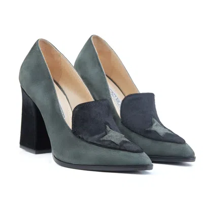 Rosamund Muir London Women's Black / Green Maria Khaki Green & Black Star Loafers In Black/green