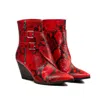 Rosamund Muir London Women's Black / Red Beatrix Red And Black Snake Print Ankle Boots In Black/red