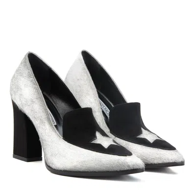 Rosamund Muir London Women's Black / Silver Maria Silver & Black Star Loafers In Black/silver
