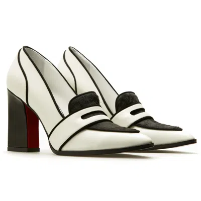Rosamund Muir London Women's Black / White Annabel Portia Loafers In Black/white