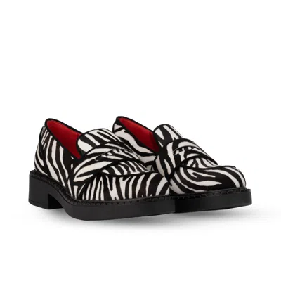Rosamund Muir London Women's Black / White Stratford Black & White Zebra Print Calf Hair Loafers In Multi
