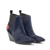 Rosamund Muir London Women's Felixa Navy Blue With Red Star Cowboy Ankle Boots In Blue