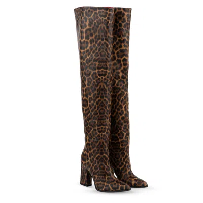 Rosamund Muir London Women's Brown / Neutrals Roma Leopard Print Over Knee Boots