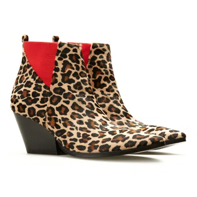 Rosamund Muir London Women's Fortuna Leopard Print Ankle Boots In Black/red