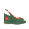 Rosamund Muir London Women's Green / Red Davinia Green & Red Star Wedges In Green/red