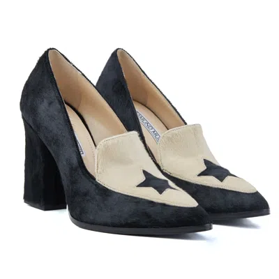 Rosamund Muir London Women's Neutrals / Black Maria Black & Champagne Star Loafers