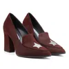Rosamund Muir London Women's Red Maria Burgundy & Silver Star Loafers In Red