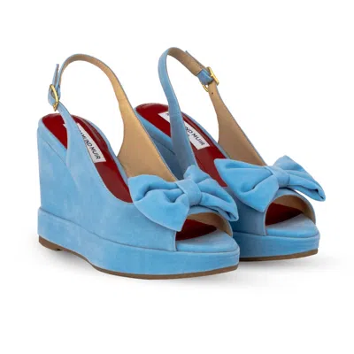 Rosamund Muir London Women's Rignana Baby Blue Velvet Wedges