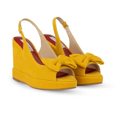Rosamund Muir London Women's Rignana Deep Yellow Velvet Wedges