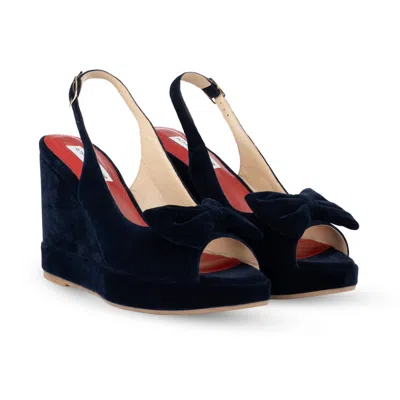 Rosamund Muir London Women's Rignana Navy Blue Velvet Wedges