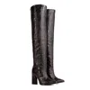 Rosamund Muir London Women's Roma Black Crocodile Over Knee Boots In Black