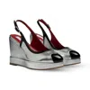 Rosamund Muir London Women's Silver / Black Lavinia Silver & Black Patent Leather Wedges In Metallic