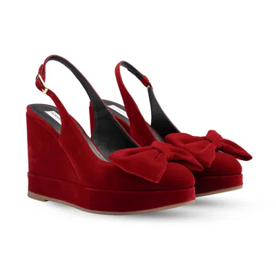 Rosamund Muir London Women's Toscana Red Velvet Wedges